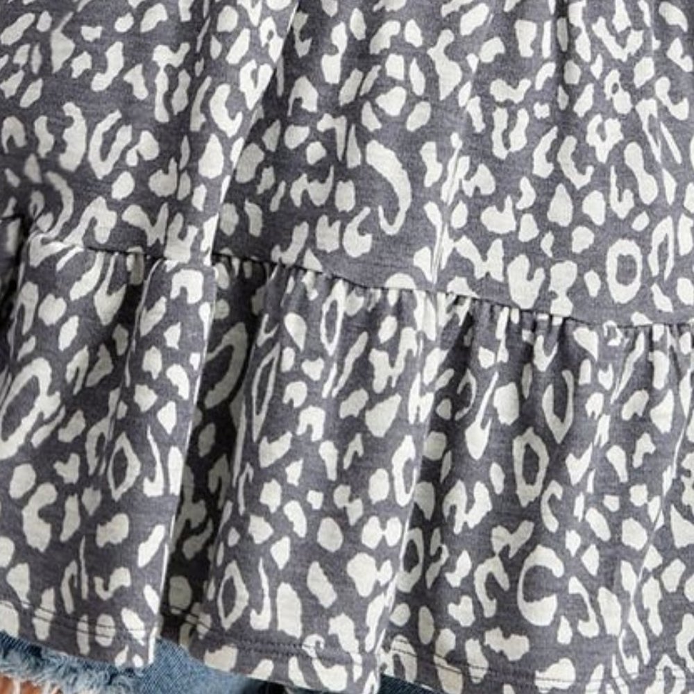 NWT Leopard Tunic with Ruffle Bottom - Picture 2 of 2